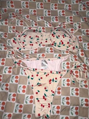 wild fable Cream Cherry Print Bikini Set